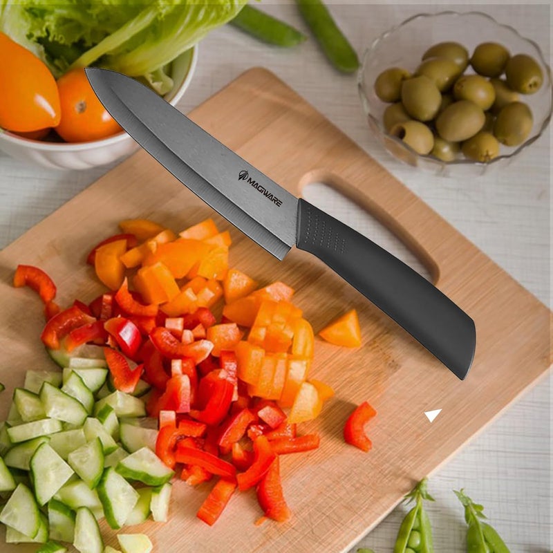 Magiware 5-Piece Chef Ceramic Knife Set (4 Ceramic Knives 4 Blade Guard and 1 Peeler), Never Rust Never Oxidize Food Stain Proof - Image 5